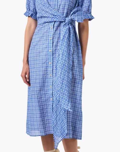 Soleil Blue Gingham Shirt Dress