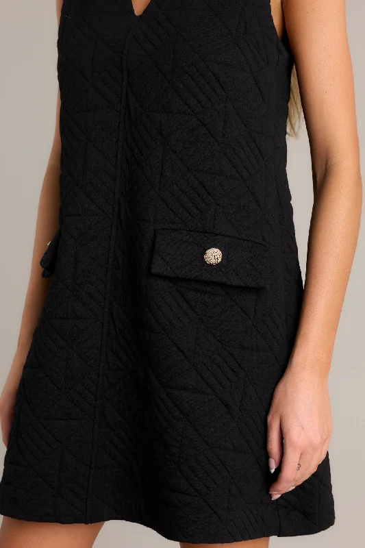 Sophisticated Stunner Black Quilted Mini Dress