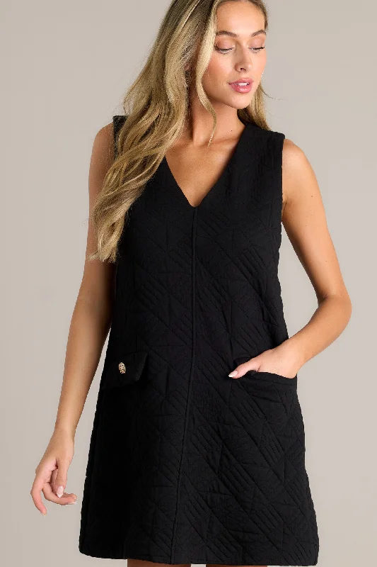 Sophisticated Stunner Black Quilted Mini Dress