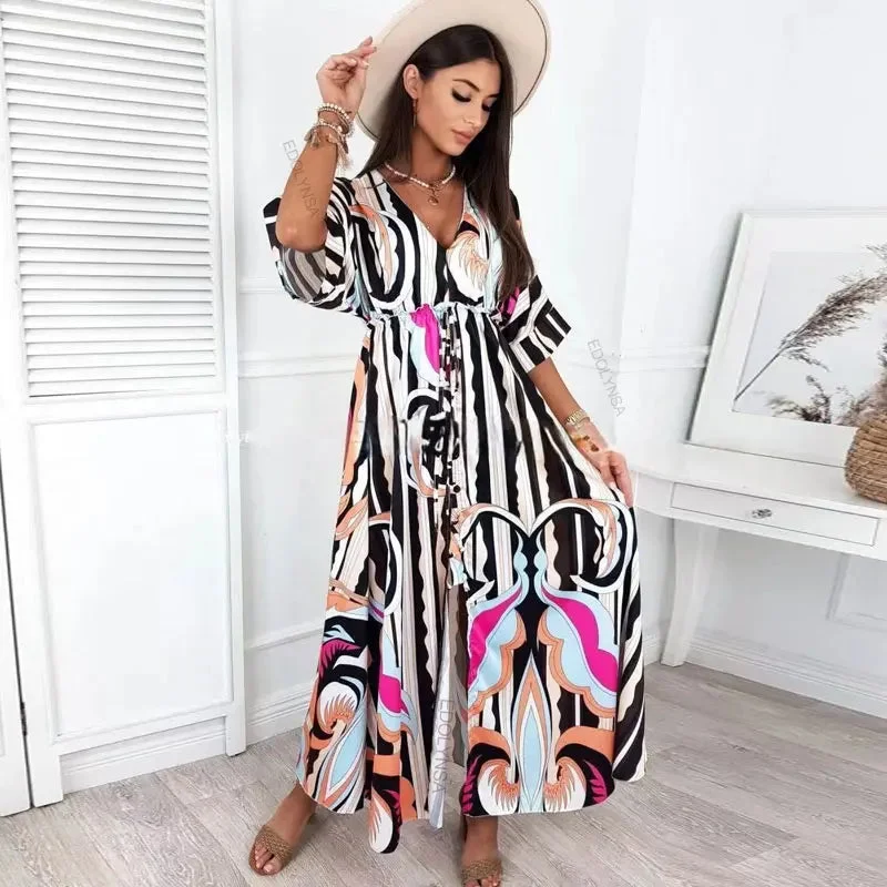 Amy Fashion - Summer Elegant Gorgeous Printing Long Party Boho Dress