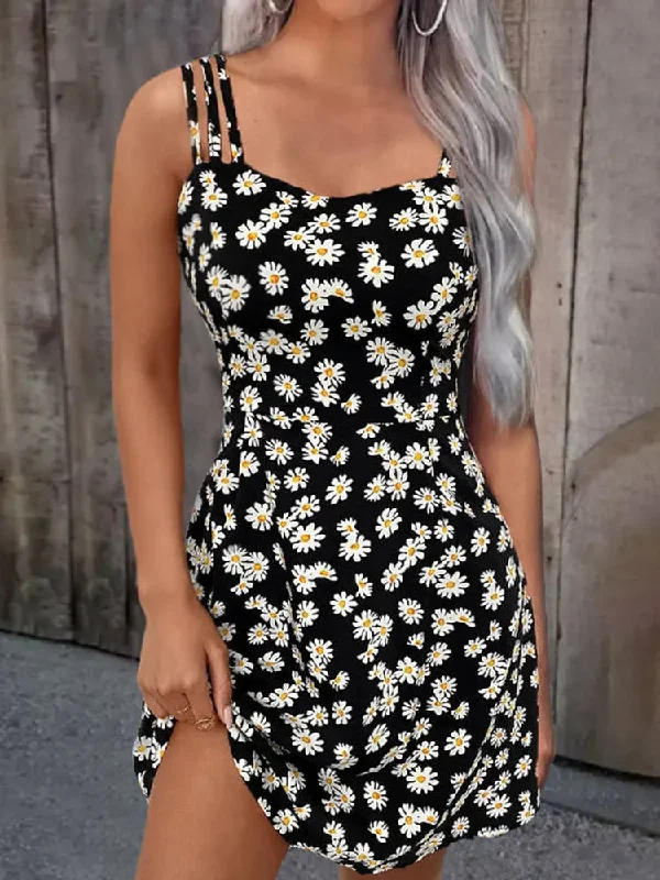 Amy Fashion - Summer Vintage Floral Daisy Print Sexy Boho Dress