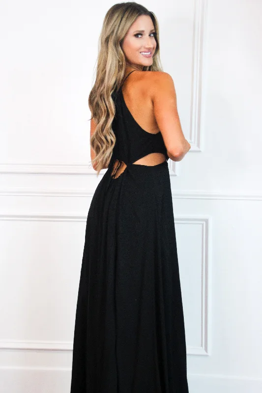 Summertime Crush Cutout Maxi Dress: Black