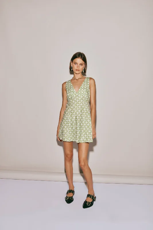 Sun Seeker Bias Cut Linen Mini Dress Sage