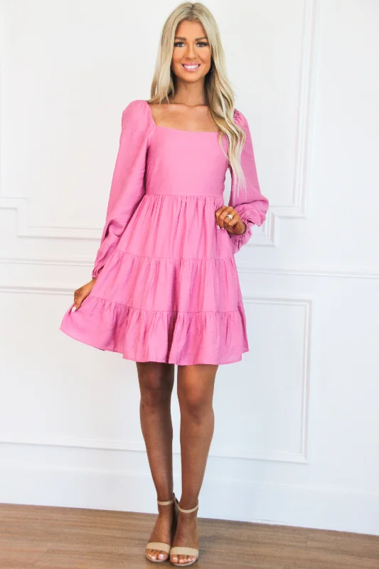 Sunday Mornings Babydoll Dress: Pink