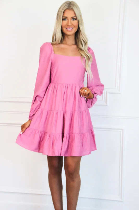 Sunday Mornings Babydoll Dress: Pink