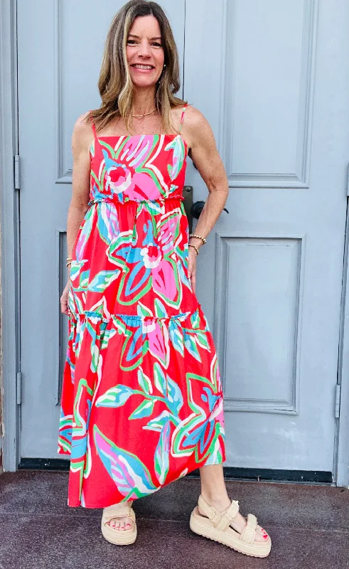 Watermelon Floral Midi