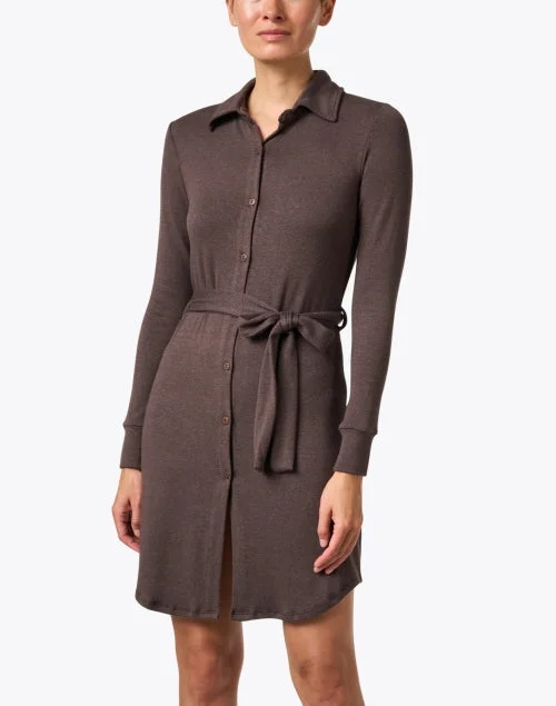 Sydney Brown Cotton Belted Sweater Dress