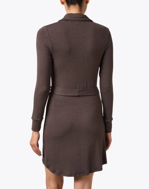 Sydney Brown Cotton Belted Sweater Dress