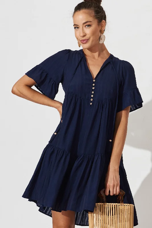 Tahnee Smock Dress In Navy