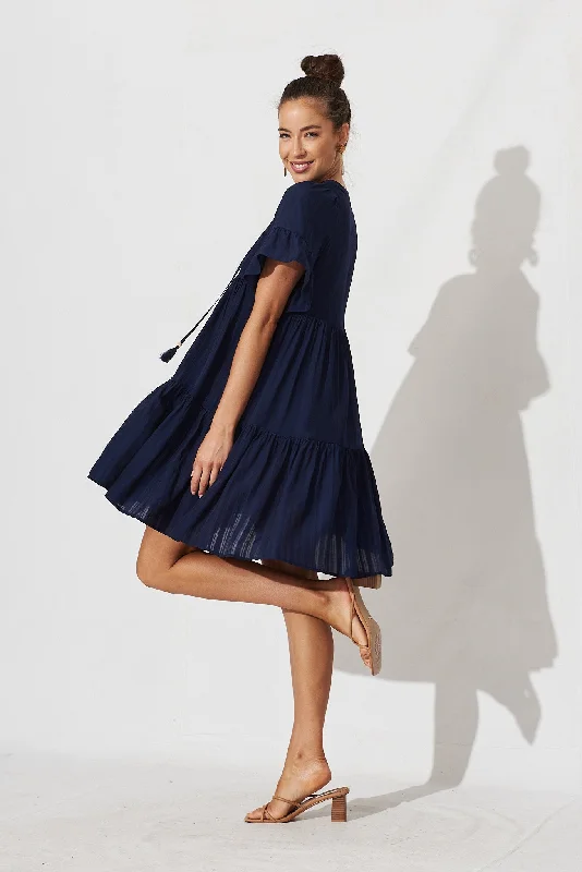 Tahnee Smock Dress In Navy