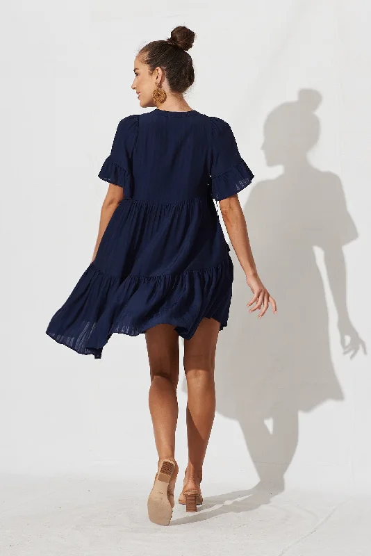 Tahnee Smock Dress In Navy