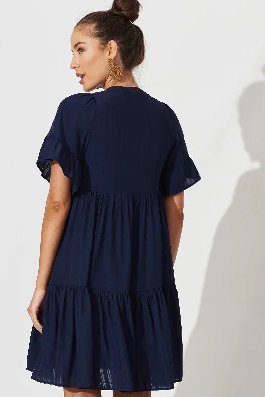 Tahnee Smock Dress In Navy