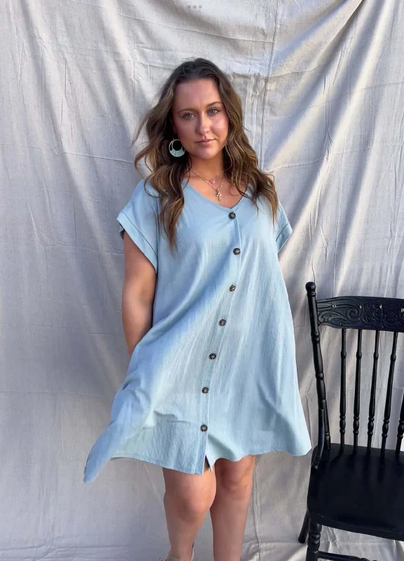 Teal Breeze Button Down Dress