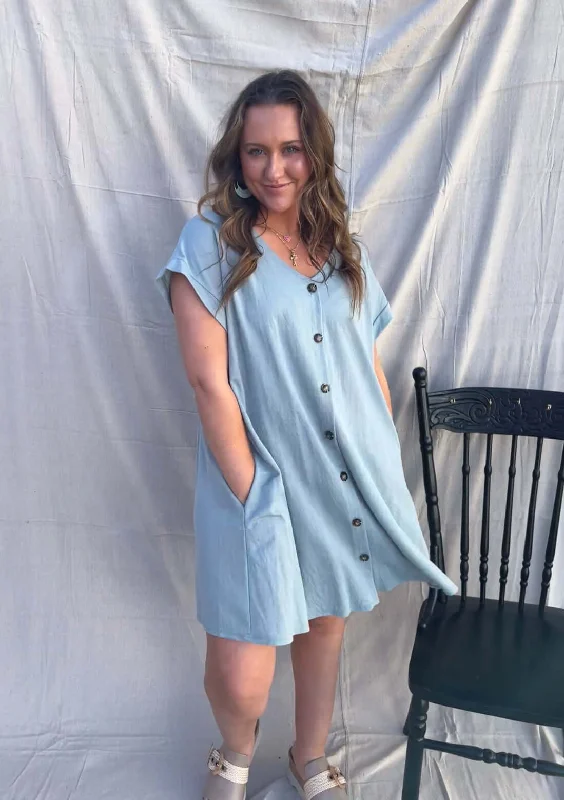 Teal Breeze Button Down Dress