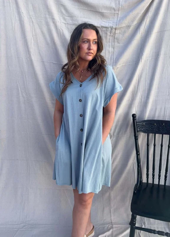 Teal Breeze Button Down Dress