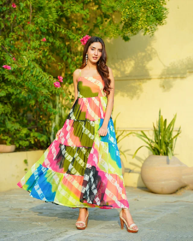 Tie Dye Chiffon Maxi Dress