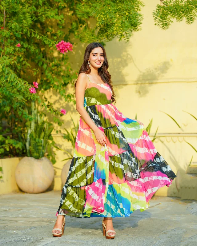 Tie Dye Chiffon Maxi Dress