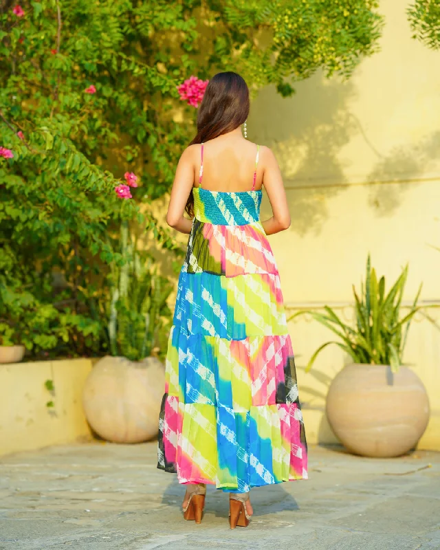 Tie Dye Chiffon Maxi Dress