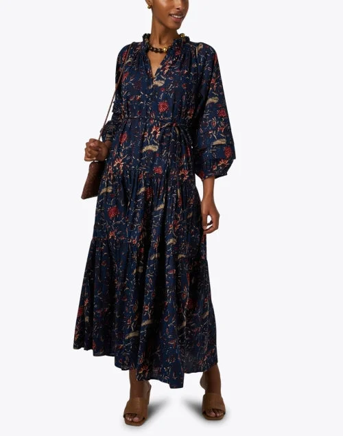 Trinidad Blue Multi Print Cotton Dress