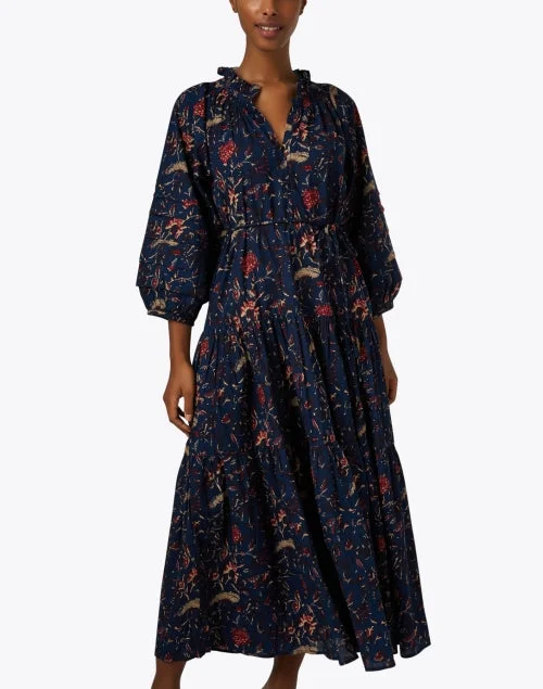 Trinidad Blue Multi Print Cotton Dress