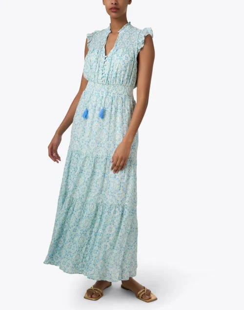 Turquoise Print Maxi Dress