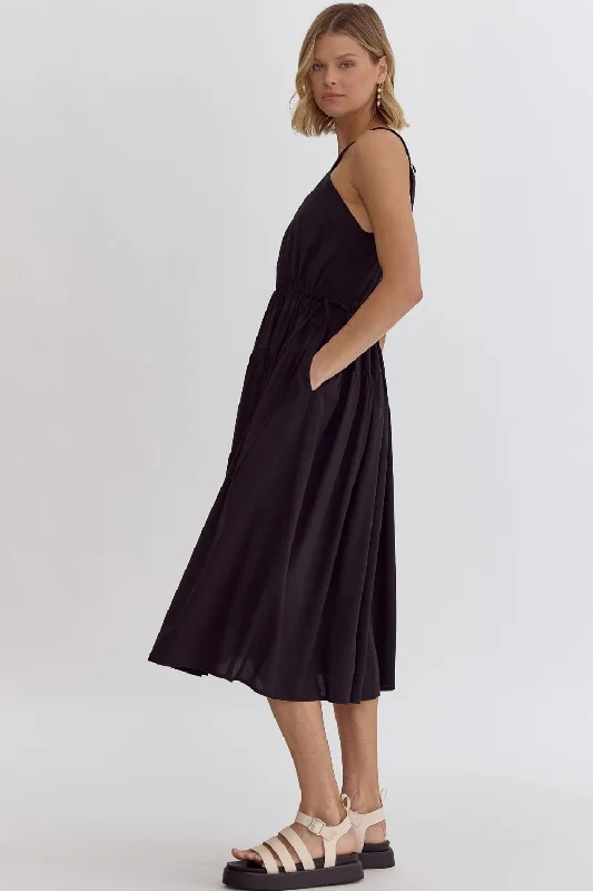 The Black Edith Side Tie Dress