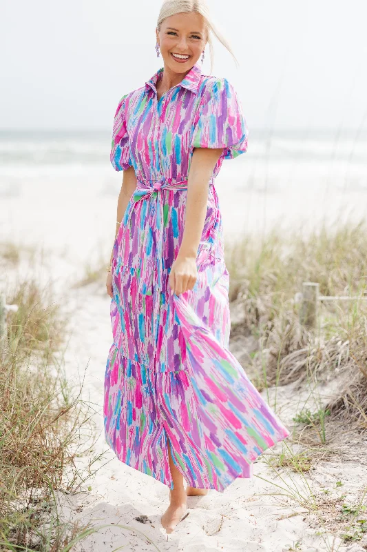 Wait For Daylight Purple Abstract Maxi Dress