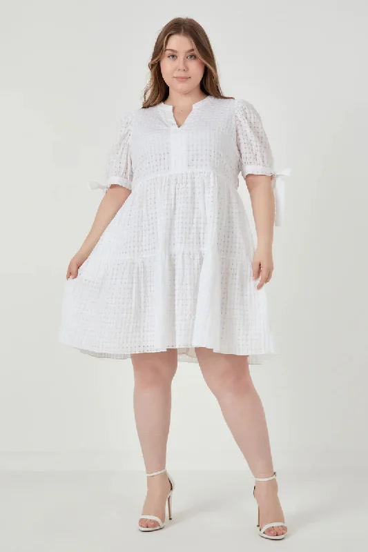 White Gingham Tiered Mini Dress