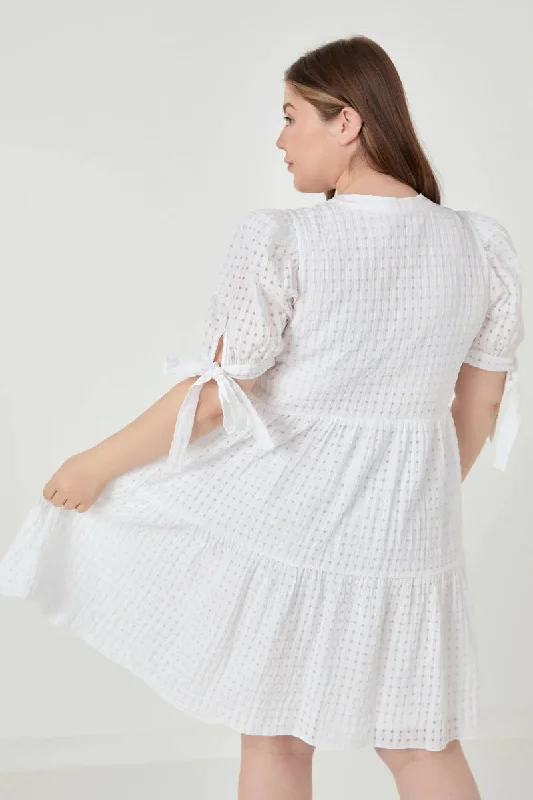 White Gingham Tiered Mini Dress