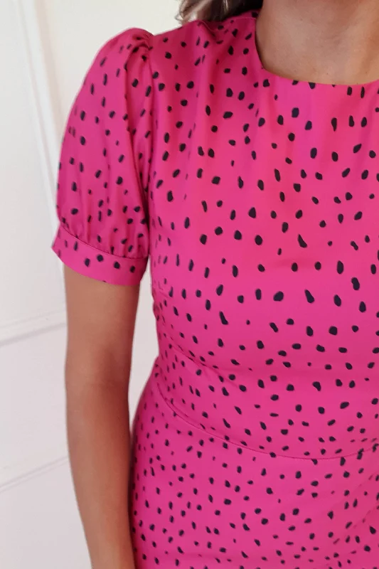 Winnie Polka Dot Midi Dress | Hot Pink