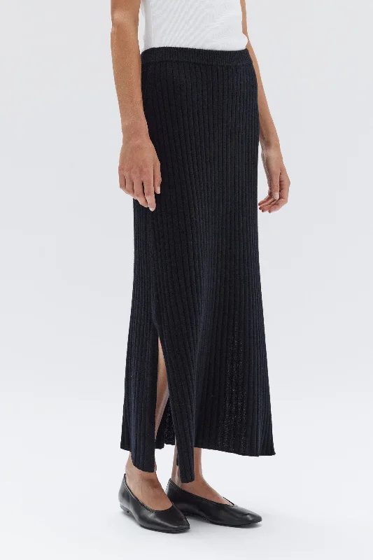 Wool Cashmere Rib Skirt