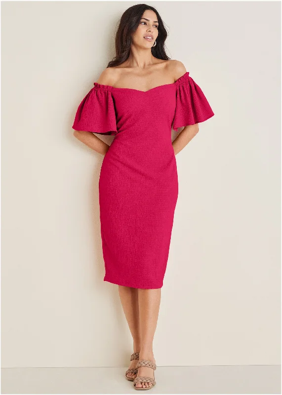 Sweetheart midi dress - Dark Pink