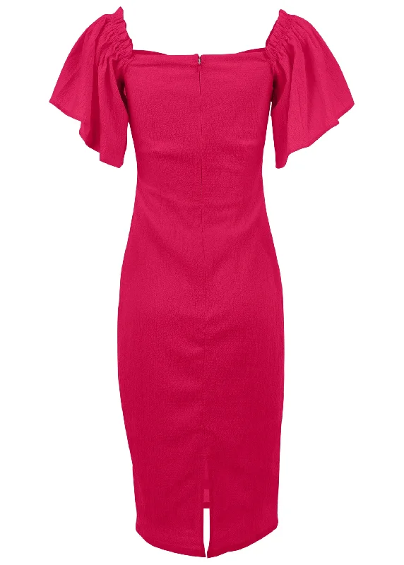 Sweetheart midi dress - Dark Pink