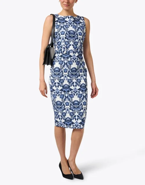 Zeffirina White and Blue Print Dress