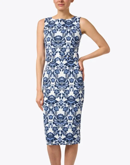 Zeffirina White and Blue Print Dress